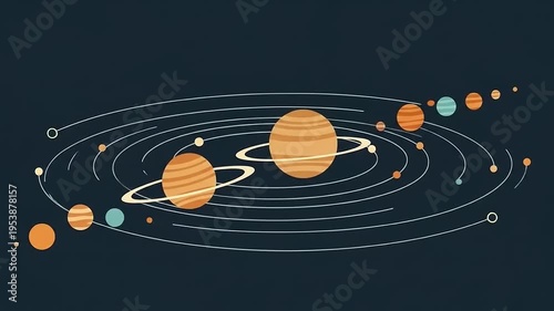 Solar System Planetary Orbits Illustration.