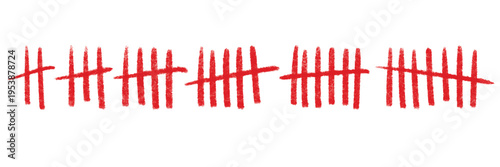 Tally marks with blood-red slash. Hand-drawn cross slashes form with grunge texture for count tracker