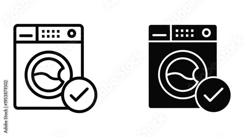 Washing machine icons with checkmarks vector illustration