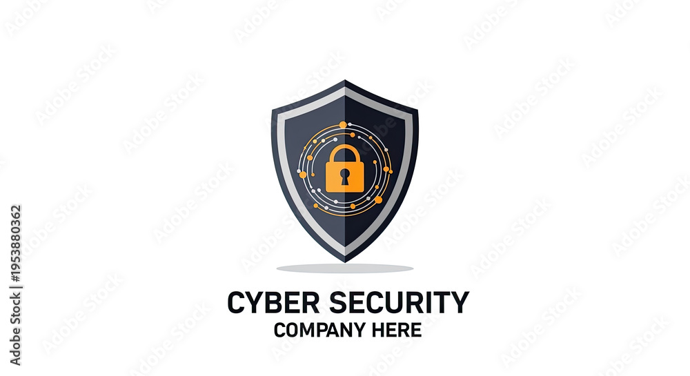 Naklejka premium A shield emblem with a lock symbol representing cybersecurity security.