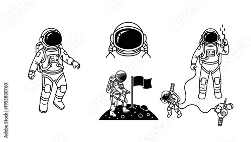Astronauts in Space: Set of Cosmic Explorers and Equipment