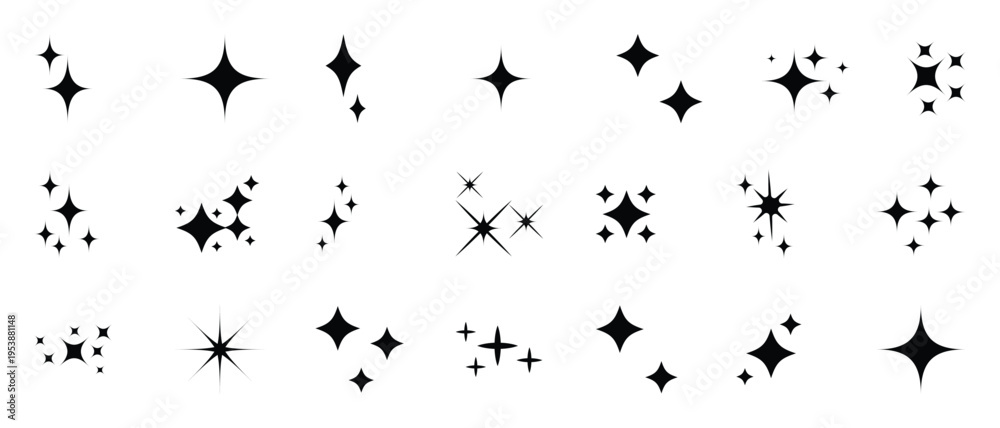 Obraz premium Collection of black starburst effects and sparkles