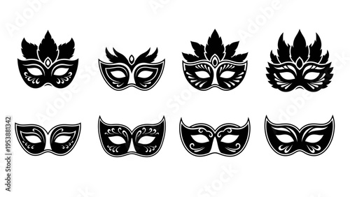 Collection of Black Masquerade Masks - Venetian Carnival Icons