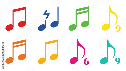 Colorful Music Notes Collection: Symbols of Melody and Rhythm