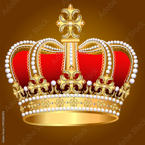 tsarist gold corona with pearl and pattern