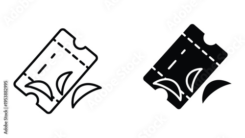 black and white ticket stubs vector illustration, flat design