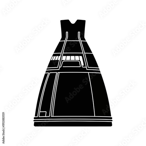 Silhouette of a Spacecraft Module, Black and White Illustration.