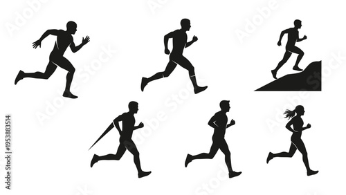 Running Silhouettes: Diverse Athletes in Motion
