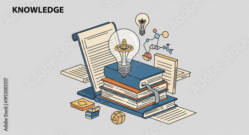 Illuminating Knowledge - A Stack of Books with a Bright Idea.