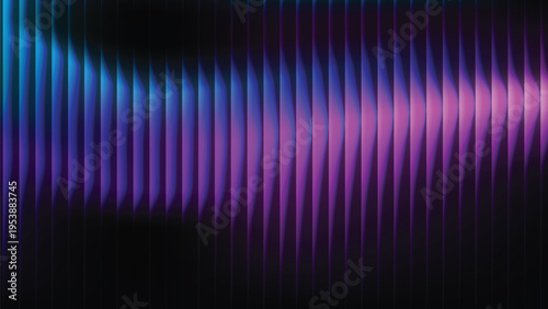 Abstract neon glowing gradient stripes with vertical lines background in blue and purple colors