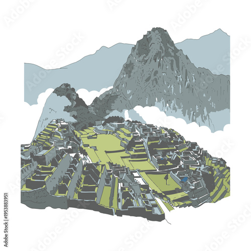 Ancient Inca Citadel of Machu Picchu in Peru.