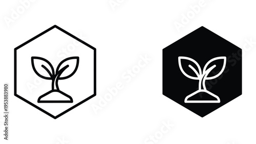 seedling logo vector illustration with hexagons, flat design