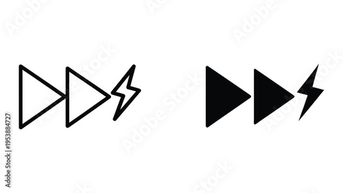 play, pause, and lightning bolt icons vector illustration