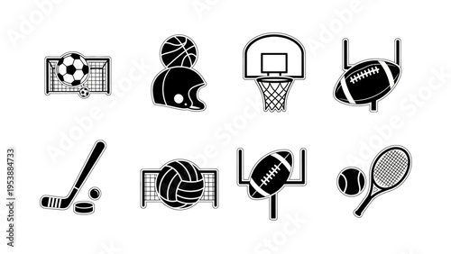 Sports Icons Collection: Soccer, Basketball, Football, Hockey, Volleyball, Tennis