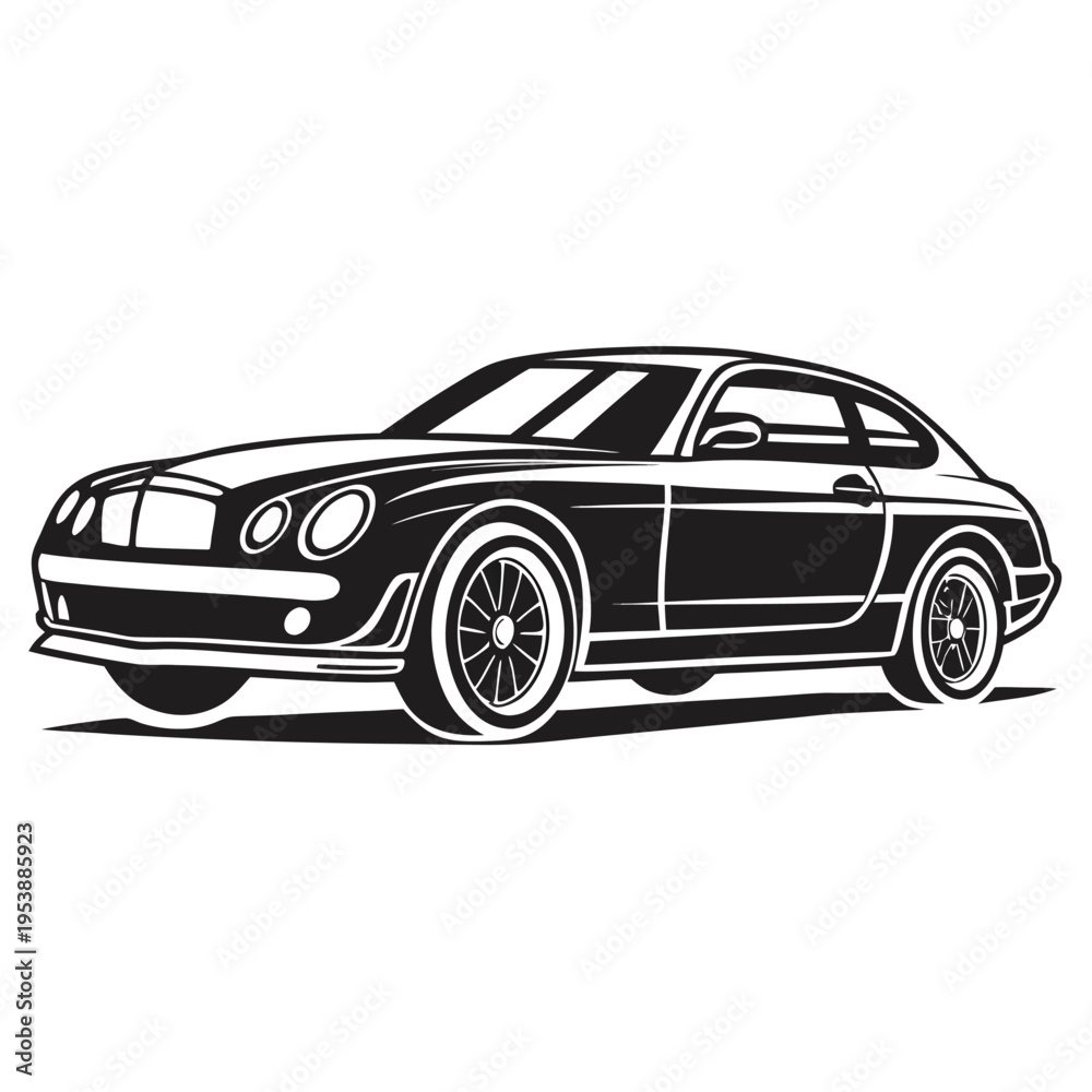 Naklejka premium Car Icon Minimal Black Flat Vector Simple Outline Transportation Symbol