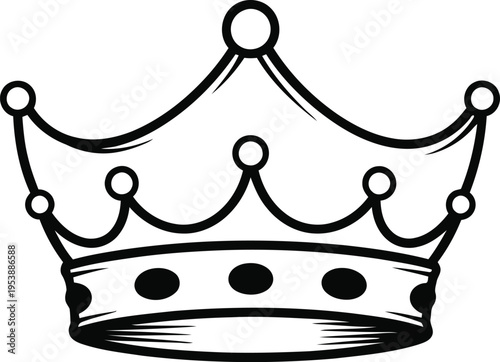 A black and white illustration of a crown with a circular base and eight points