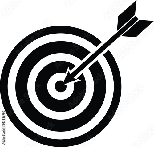 Bullseye target with arrow in center precision and accuracy concept