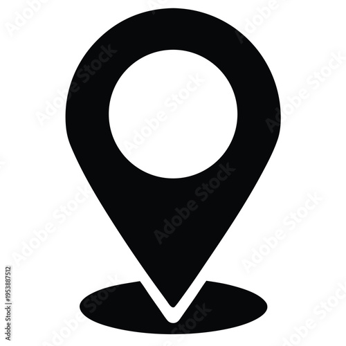 Map Location Pin Icon Minimal Black Flat Vector GPS Marker Symbol