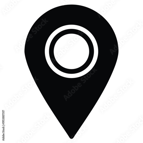 Map Location Pin Icon Minimal Black Flat Vector GPS Marker Symbol