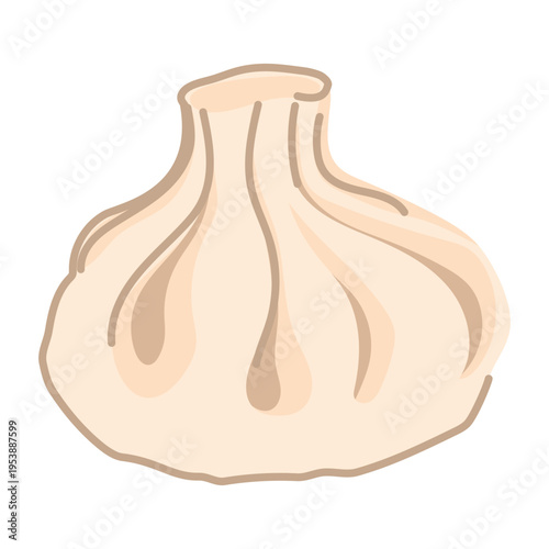 Khinkali isolated on a white background. Hand-drawn vector food illustration. A dough dish with filling. Georgian national traditional cuisine.