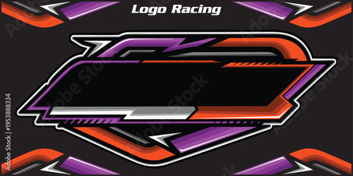 Outline and painted racing logo. Isolated in black background, for t-shirt design, ness purposes.