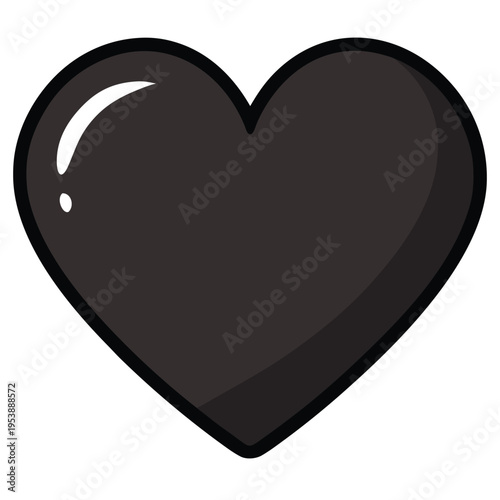 Heart Icon Minimal Black Flat Vector Simple Outline Love Symbol