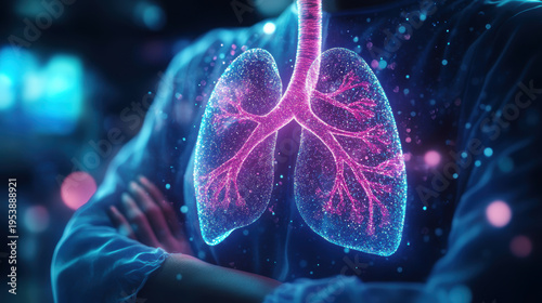 Wallpaper Mural Abstract neon lungs glowing softly with doctor arms crossed in clean dark environment showing respiratory system health and care Torontodigital.ca