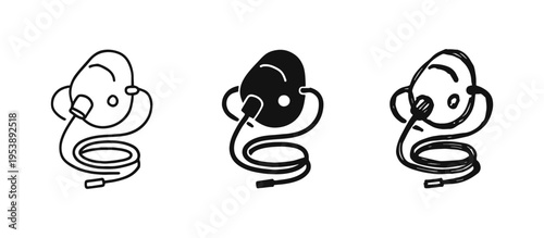 Oxygen Mask with Tubing Icon Set for Medical and Emergency Use in Multiple Styles