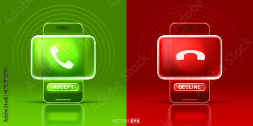 Accept and Decline incoming call buttons on a realistic smartphone screen.