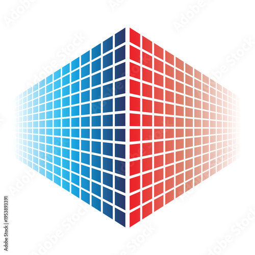 Abstract gradient square in 3D on white background