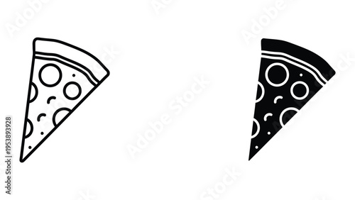 black and white pizza slices vector illustration