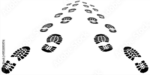 footprint shoe sole tracking path on transparent background, shoe footprint path vector illustration