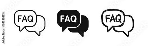 FAQ (Frequently Asked Questions) Speech Bubbles Icon Set - Help and Support Communication Symbols