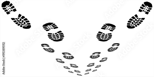 footprint shoe sole tracking path on transparent background, shoe footprint path vector illustration