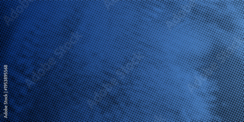 Blue Gradient Halftone Dot Background with Gritty Comic Book Texture. vector illustration