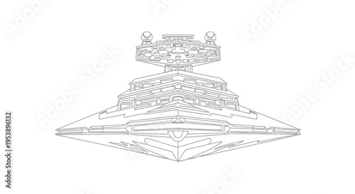 Futuristic Starship Blueprint Outline