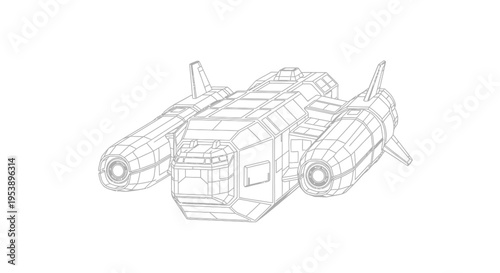 Futuristic Spaceship Blueprint - Sci-Fi Transport Design