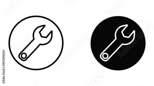 adjustable wrench icons in circle shapes vector illustration