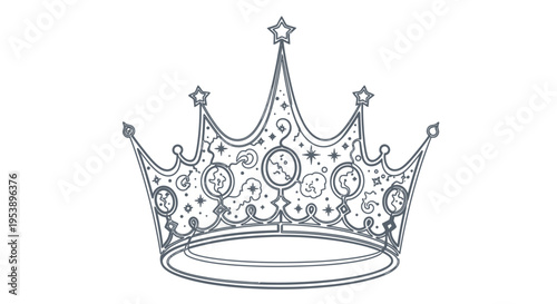 Fantasy Crown with Stars and Celestial Ornaments