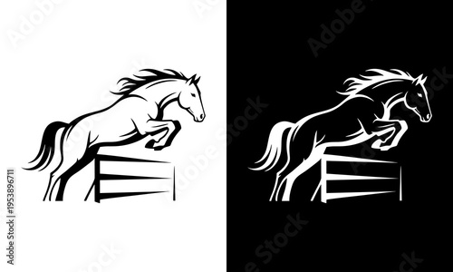 A horse jumping over a hurdle in a racing event on a track