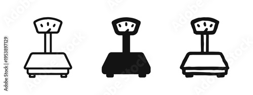 Bathroom Scale Icon Set - Weight Measurement and Health Monitoring Symbols