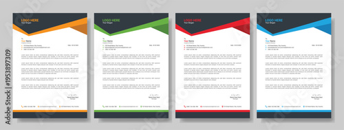Clean and professional corporate company business letterhead template design with color variation bundle