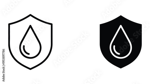 Shield with water droplet icon vector illustration