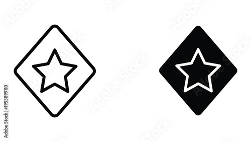 black and white star icons in diamond shapes vector illustration