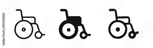 Wheelchair Icons Set - Outline, Solid Glyph, and Hand Drawn Styles for Accessibility and Disability Support