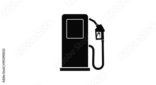 A simple black silhouette depicts a gas pump commonly found at service stations high quality