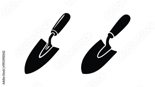 Garden trowel tool icons for planting and landscaping hand work