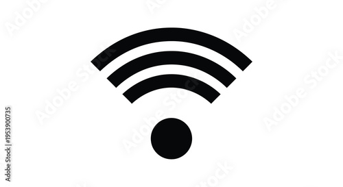 A simple black and white illustration depicting a standard wifi signal strength indicator high quality