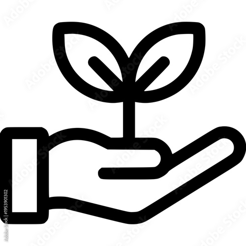 Vector of hand nurturing a plant