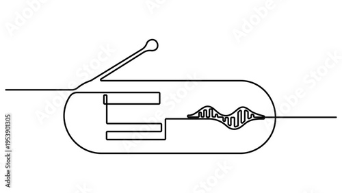 Continuous one line drawing of retro classic radio player. Vintage analog, World radio day concept in single line vector illustration. one line art icon drawing vector